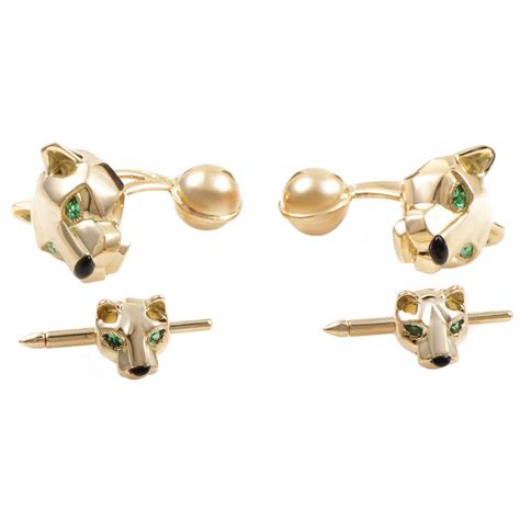 Designer gold cufflinks with gemstones 